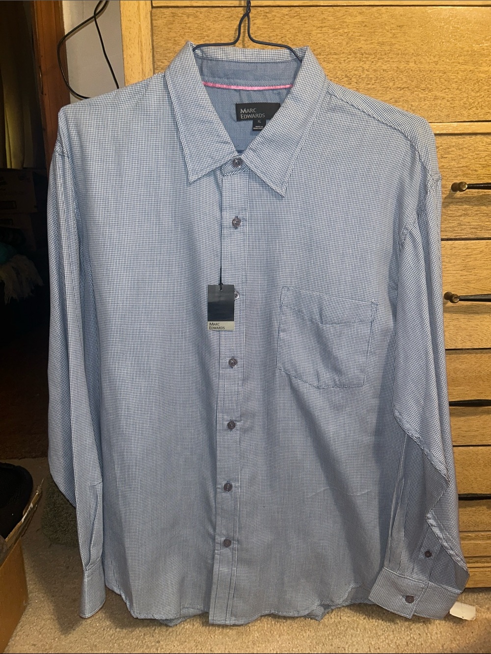 Marc Edwards Men's Light Blue Micro-Check Dress Shirt